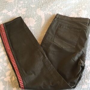 J. Crew Olive Green Chinos with Red Stripe Trim